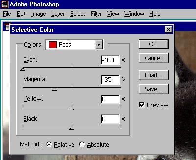 Make adjustments to Cyan and Magenta as shown