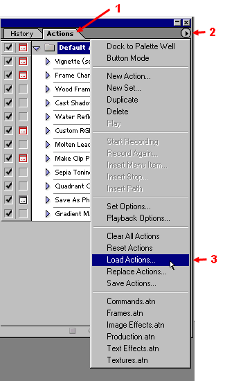 Screenshot of Photoshop's History / Actions work area