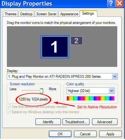 Set to Native Resolution