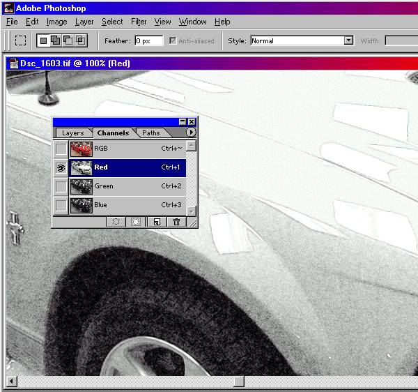 Red channel - before